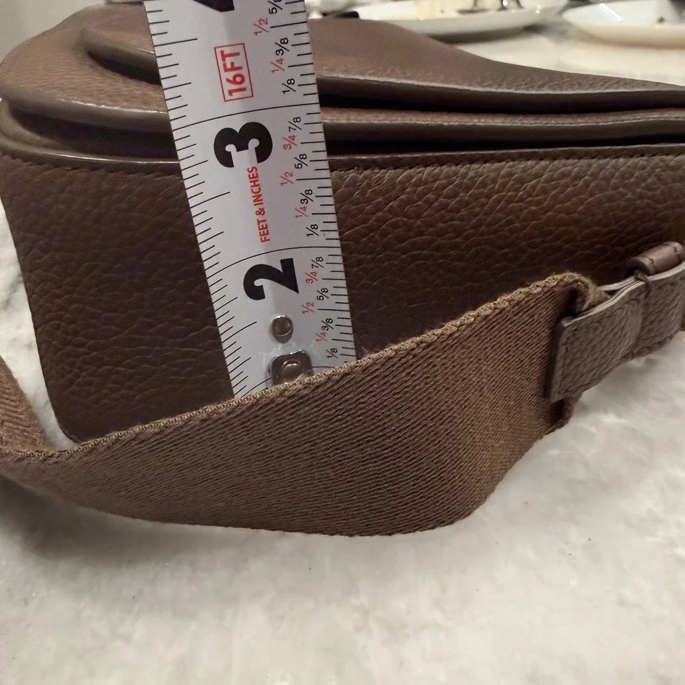 Salvatore Ferragamo Fiamma‎ Crossbody Bag in tan pebbled leather